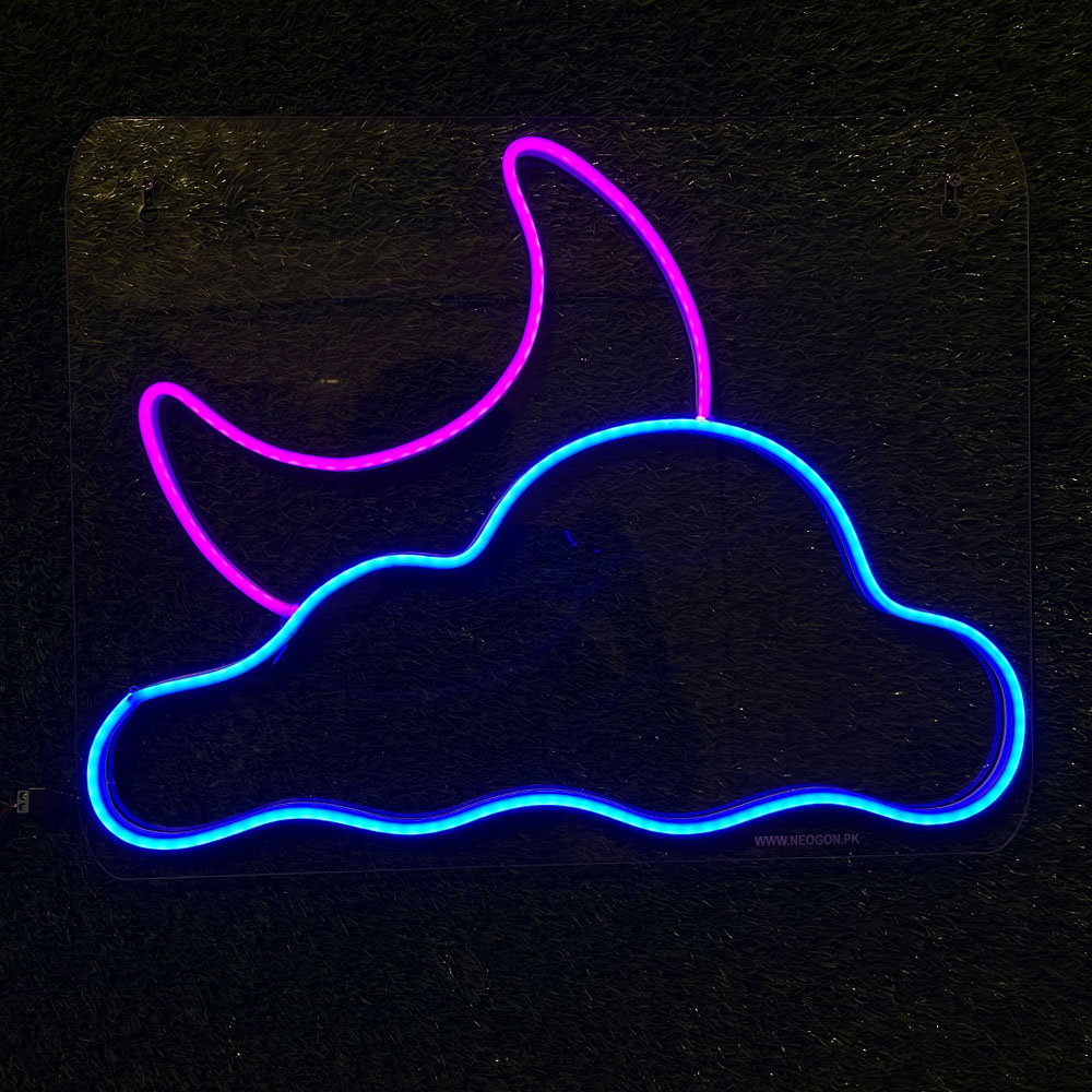 Moon and Cloud Neon Sign